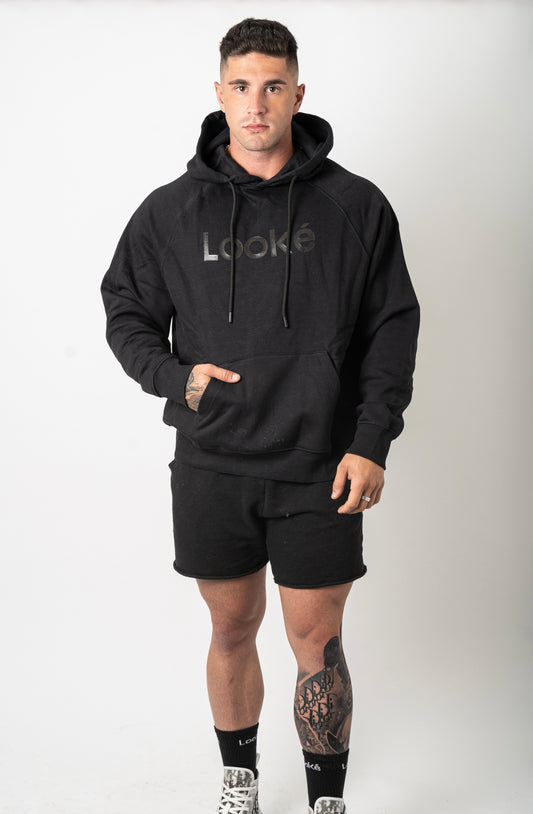 Men's Hoodie Rubber Print - Black